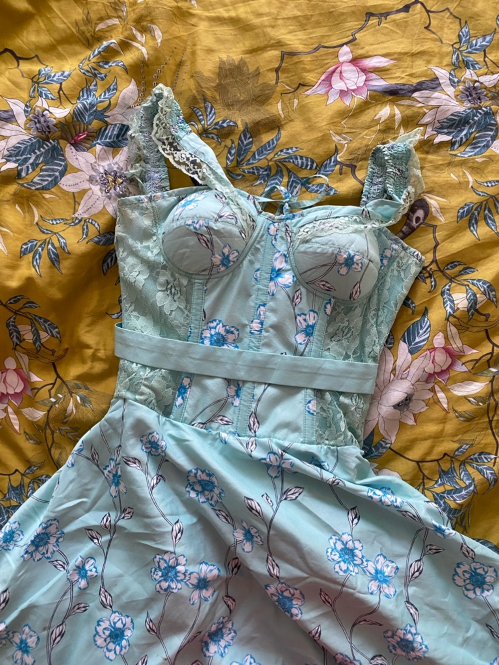 Corset Story Mint Green Lace Paneled Corset Dress